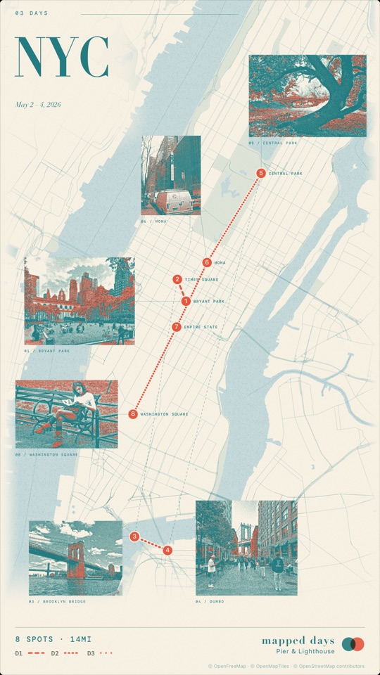 View Riso Poster — Pier & Lighthouse, New York
